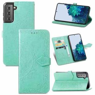 For Samsung Galaxy S22 5G Mandala Flower Embossed Horizontal Flip Leather Case with Holder & Card Slots & Wallet & Lanyard(Green)