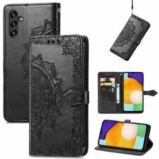 For Samsung Galaxy A13 5G Mandala Flower Embossed Horizontal Flip Leather Case with Holder & Card Slots & Wallet & Lanyard(Black)