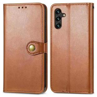 For Samsung Galaxy A13 5G Solid Color Leather Buckle Phone Case(Brown)