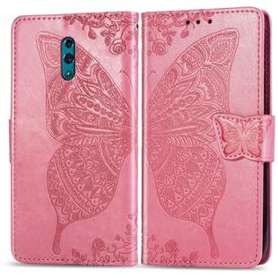 Butterfly Love Flowers Embossing Horizontal Flip Leather Case for OPPO Reno, with Holder & Card Slots & Wallet & Lanyard(Pink)