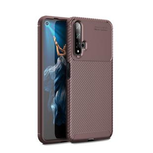 Beetle Series Carbon Fiber Texture Shockproof TPU Case for Huawei Honor 20(Brown)