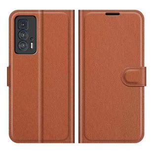 For Motorola Edge 20 Pro 5G Litchi Texture Horizontal Flip Phone Protective Case with Holder & Card Slots & Wallet(Brown)