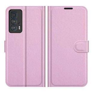 For Motorola Edge 20 Pro 5G Litchi Texture Horizontal Flip Phone Protective Case with Holder & Card Slots & Wallet(Pink)