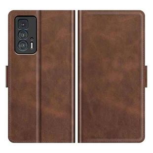 For Motorola Edge 20 Pro 5G Dual-side Magnetic Buckle Horizontal Flip Phone Leather Case with Holder & Card Slots & Wallet(Brown)