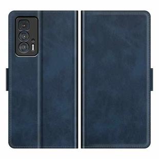 For Motorola Edge 20 Pro 5G Dual-side Magnetic Buckle Horizontal Flip Phone Leather Case with Holder & Card Slots & Wallet(Dark Blue)