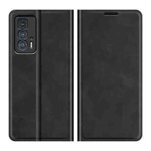 For Motorola Edge 20 Pro Retro-skin Business Magnetic Suction Phone Leather Case with Holder & Card Slots & Wallet(Black)