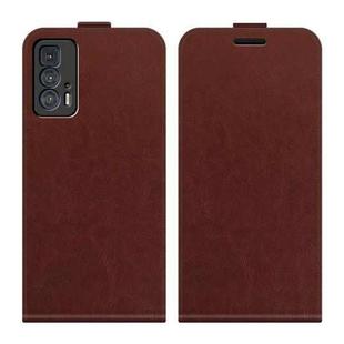 For Motorola Edge 20 Pro R64 Texture Single Vertical Flip Leather Phone Protective Case with Card Slots & Photo Frame(Brown)