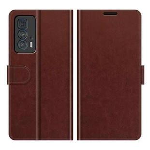 For Motorola Edge 20 Pro R64 Texture Single Horizontal Flip Phone Protective Case with Holder & Card Slots & Wallet& Photo Frame(Brown)