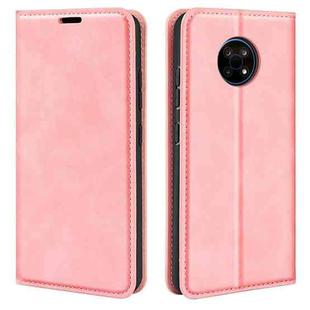 For Nokia G50 Retro-skin Business Magnetic Suction Phone Leather Case with Holder & Card Slots & Wallet(Pink)