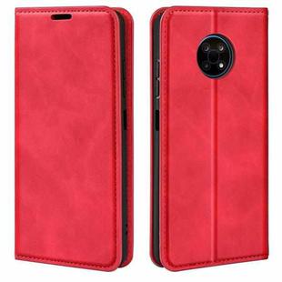 For Nokia G50 Retro-skin Business Magnetic Suction Phone Leather Case with Holder & Card Slots & Wallet(Red)