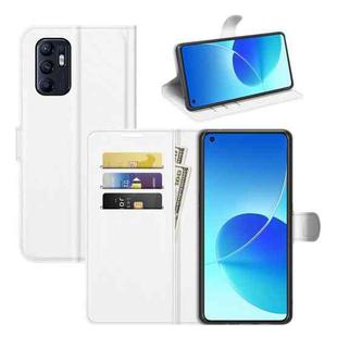 Litchi Texture Leather Phone Case For OPPO Reno6 4G (White)
