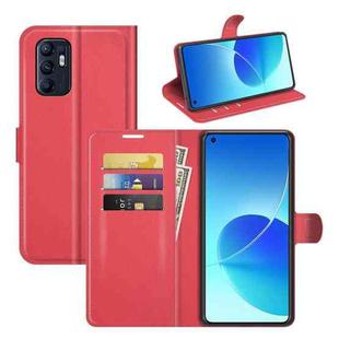 Litchi Texture Leather Phone Case For OPPO Reno6 4G Red)