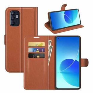 Litchi Texture Leather Phone Case For OPPO Reno6 4G (Brown)