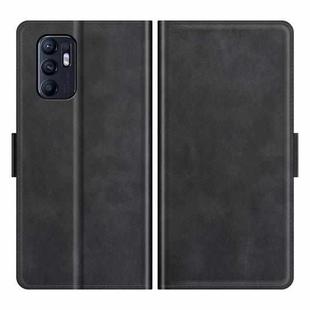 For OPPO Reno6 4G Dual-side Magnetic Buckle Horizontal Flip Leather Case with Holder & Card Slots & Wallet(Black)