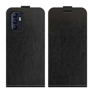 For OPPO Reno6 4G R64 Texture Vertical Flip Leather Case with Card Slots & Photo Frame(Black)