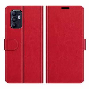 For OPPO Reno6 4G R64 Texture Horizontal Flip Protective Case with Holder & Card Slots & Wallet& Photo Frame(Red)
