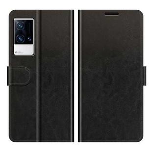 For vivo iQOO 8 Pro R64 Texture Single Horizontal Flip Protective Case with Holder & Card Slots & Wallet& Photo Frame(Black)