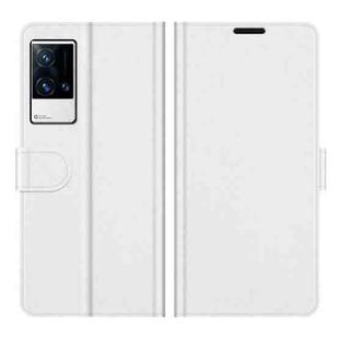 For vivo iQOO 8 Pro R64 Texture Single Horizontal Flip Protective Case with Holder & Card Slots & Wallet& Photo Frame(White)