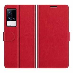 For vivo iQOO 8 Pro R64 Texture Single Horizontal Flip Protective Case with Holder & Card Slots & Wallet& Photo Frame(Red)