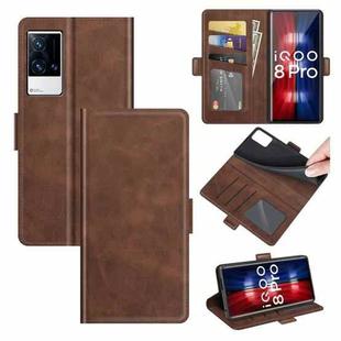 For vivo iQOO 8 Pro Dual-side Magnetic Buckle Flip Leather Phone Case(Brown)