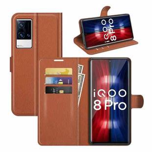 Litchi Texture Leather Phone Case For vivo iQOO 8 Pro (Brown)