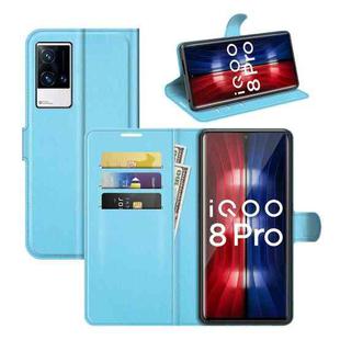 Litchi Texture Leather Phone Case For vivo iQOO 8 Pro (Blue)
