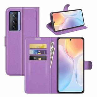 Litchi Texture Leather Phone Case For vivo X70(Purple)