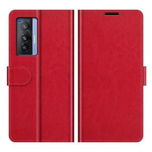 For vivo X70 R64 Texture Horizontal Flip Protective Case with Holder & Card Slots & Wallet& Photo Frame(Red)