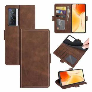 For vivo X70 Pro Dual-side Magnetic Buckle Flip Leather Phone Case(Brown)