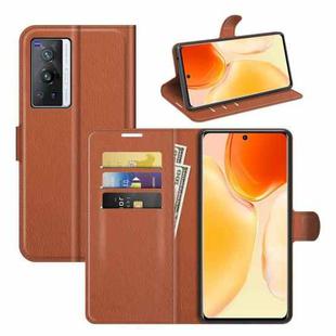 Litchi Texture Leather Phone Case For vivo X70 Pro(Brown)