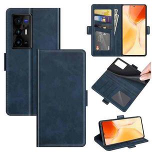 For vivo X70 Pro+ Dual-side Magnetic Buckle Flip Leather Phone Case(Dark Blue)