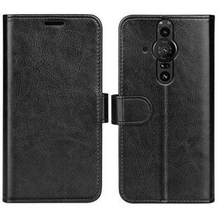 For Sony Xperia Pro-I R64 Texture Single Horizontal Flip Phone Protective Case with Holder & Card Slots & Wallet& Photo Frame(Black)