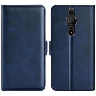 For Sony Xperia Pro-I Dual-side Magnetic Buckle Horizontal Flip Phone Leather Case with Holder & Card Slots & Wallet(Dark Blue)