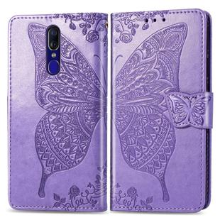 Butterfly Love Flowers Embossing Horizontal Flip Leather Case for OPPO F11, with Holder & Card Slots & Wallet & Lanyard(Light purple)