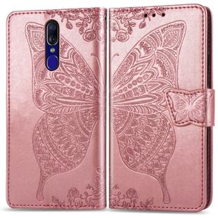 Butterfly Love Flowers Embossing Horizontal Flip Leather Case for OPPO F11, with Holder & Card Slots & Wallet & Lanyard(Rose gold)
