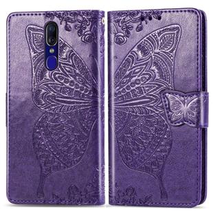 Butterfly Love Flowers Embossing Horizontal Flip Leather Case for OPPO F11, with Holder & Card Slots & Wallet & Lanyard(Dark purple)