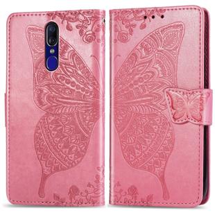Butterfly Love Flowers Embossing Horizontal Flip Leather Case for OPPO F11, with Holder & Card Slots & Wallet & Lanyard(Pink)