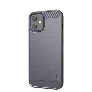 For iPhone 12 mini MOF Gentleness Series Brushed Texture Carbon Fiber Soft TPU Case (Gray)