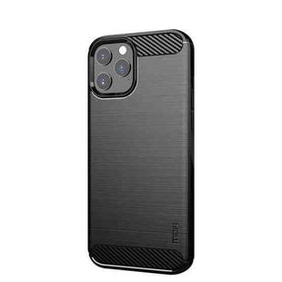 For iPhone 12 / 12 Pro MOF Gentleness Series Brushed Texture Carbon Fiber Soft TPU Case(Black)