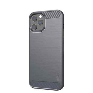 For iPhone 12 / 12 Pro MOF Gentleness Series Brushed Texture Carbon Fiber Soft TPU Case(Gray)