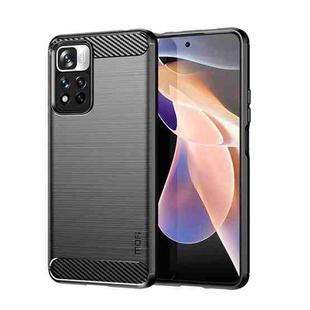 For Xiaomi Redmi Note11 Pro / Note 11 Pro+ MOFI Gentleness Series Brushed Texture Carbon Fiber Soft TPU Phone Case(Black)