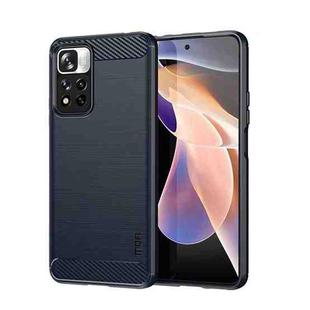 For Xiaomi Redmi Note11 Pro / Note 11 Pro+ MOFI Gentleness Series Brushed Texture Carbon Fiber Soft TPU Phone Case(Blue)