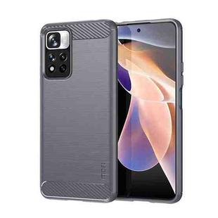 For Xiaomi Redmi Note11 Pro / Note 11 Pro+ MOFI Gentleness Series Brushed Texture Carbon Fiber Soft TPU Phone Case(Gray)