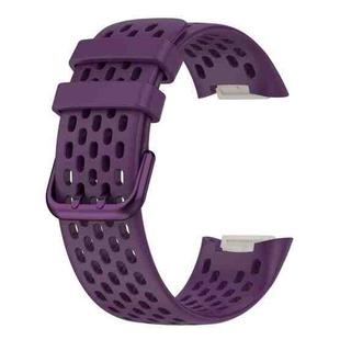For Fitbit Charge 5 Monochromatic Breathable Silicone Watch Band(Purple)