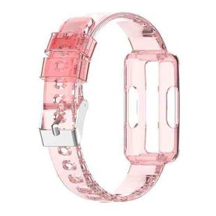 For Fitbit Ace 2 Transparent Silicone Integrated Watch Band(Transparent Pink)