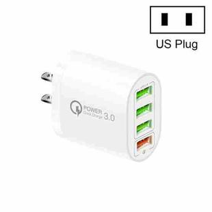 QC-04 QC3.0 + 3 x USB 2.0 Multi-ports Charger for Mobile Phone Tablet, US Plug(White)