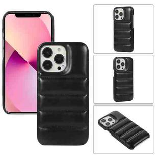 Thick Down Jacket Soft PU Phone Case For iPhone 13 Pro (Black)