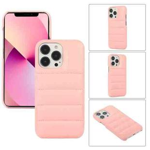 Thick Down Jacket Soft PU Phone Case For iPhone 13 Pro (Pink)