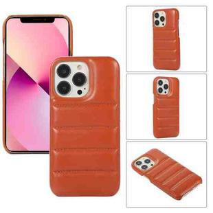 For iPhone 11 Pro Thick Down Jacket Soft PU Phone Case(Brown)