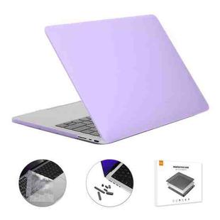 ENKAY Hat-Prince 3 in 1 Matte Laptop Protective Case + TPU Keyboard Film + Anti-dust Plugs Set for MacBook Pro 14.2 inch A2442 2021/A2779 2023, Version:US Version(Purple)